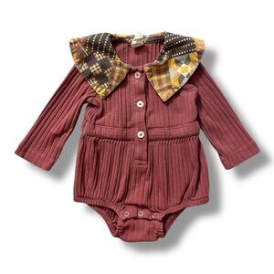 kate quinn | Contrasting Collar Romper (6-12 mos)